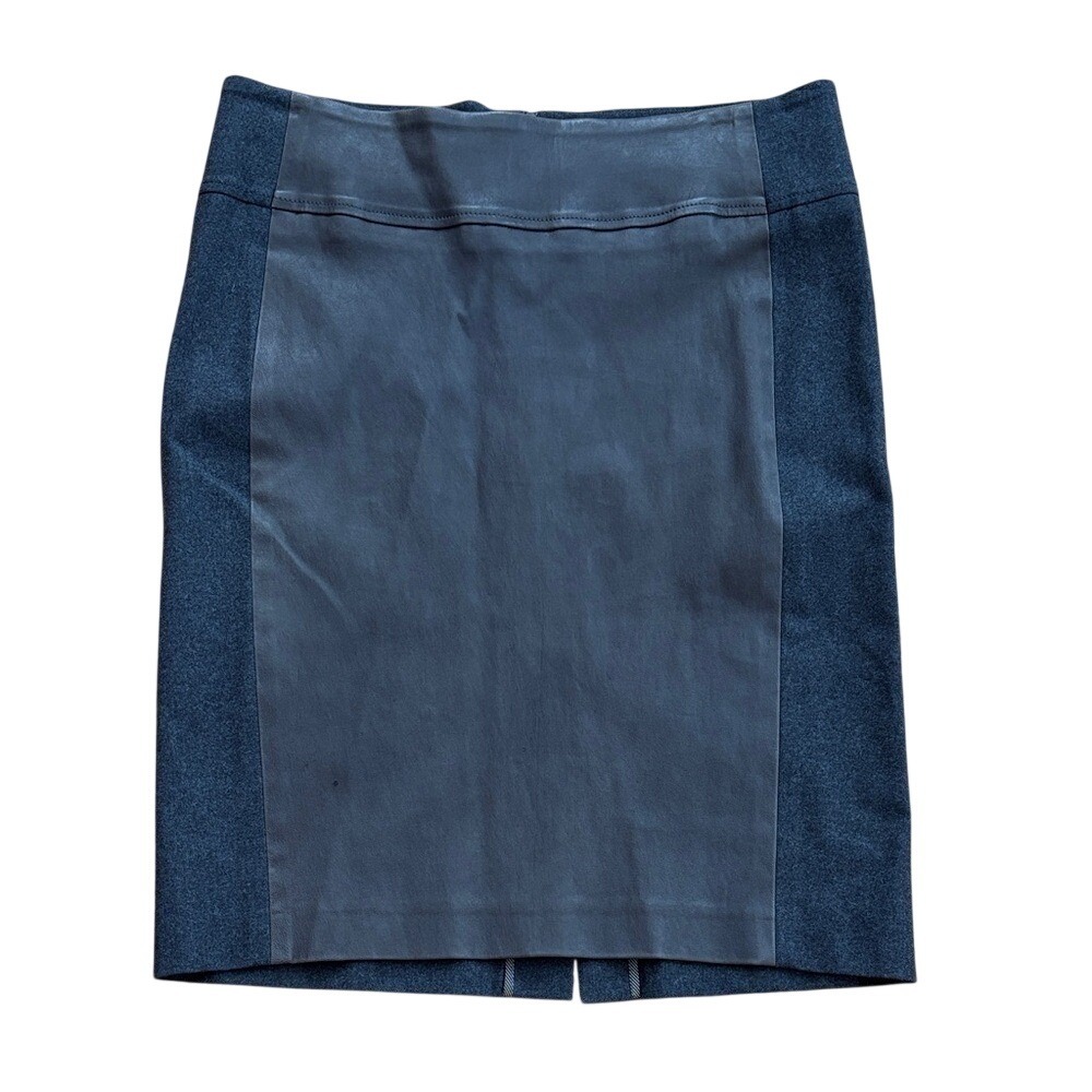 BRUNELLO CUCINELLI Skirt Brown Grey Wool Leather Size IT 48‎ US 12